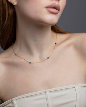 Satellite Evil Eye Necklace Chain - 18K Gold Vermeil - Glamour Jewelry House