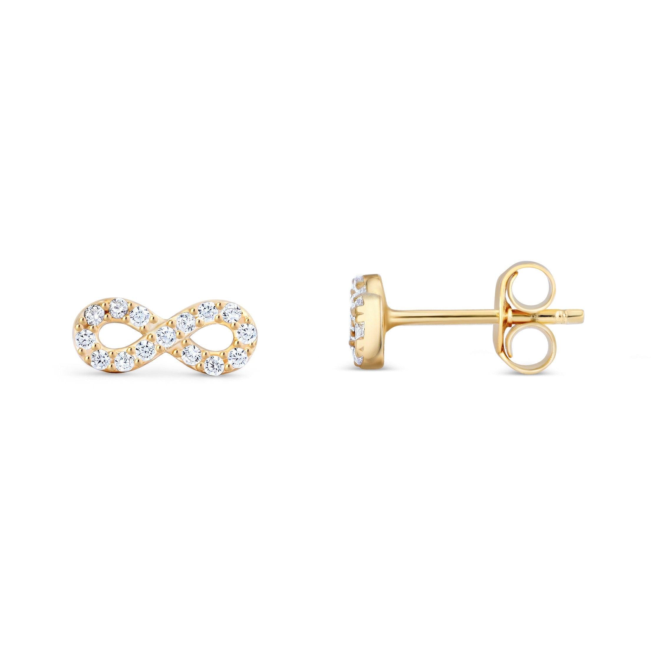 Infinity Earrings with CZ Diamonds - 18K Gold Vermeil - Glamour Jewelry House