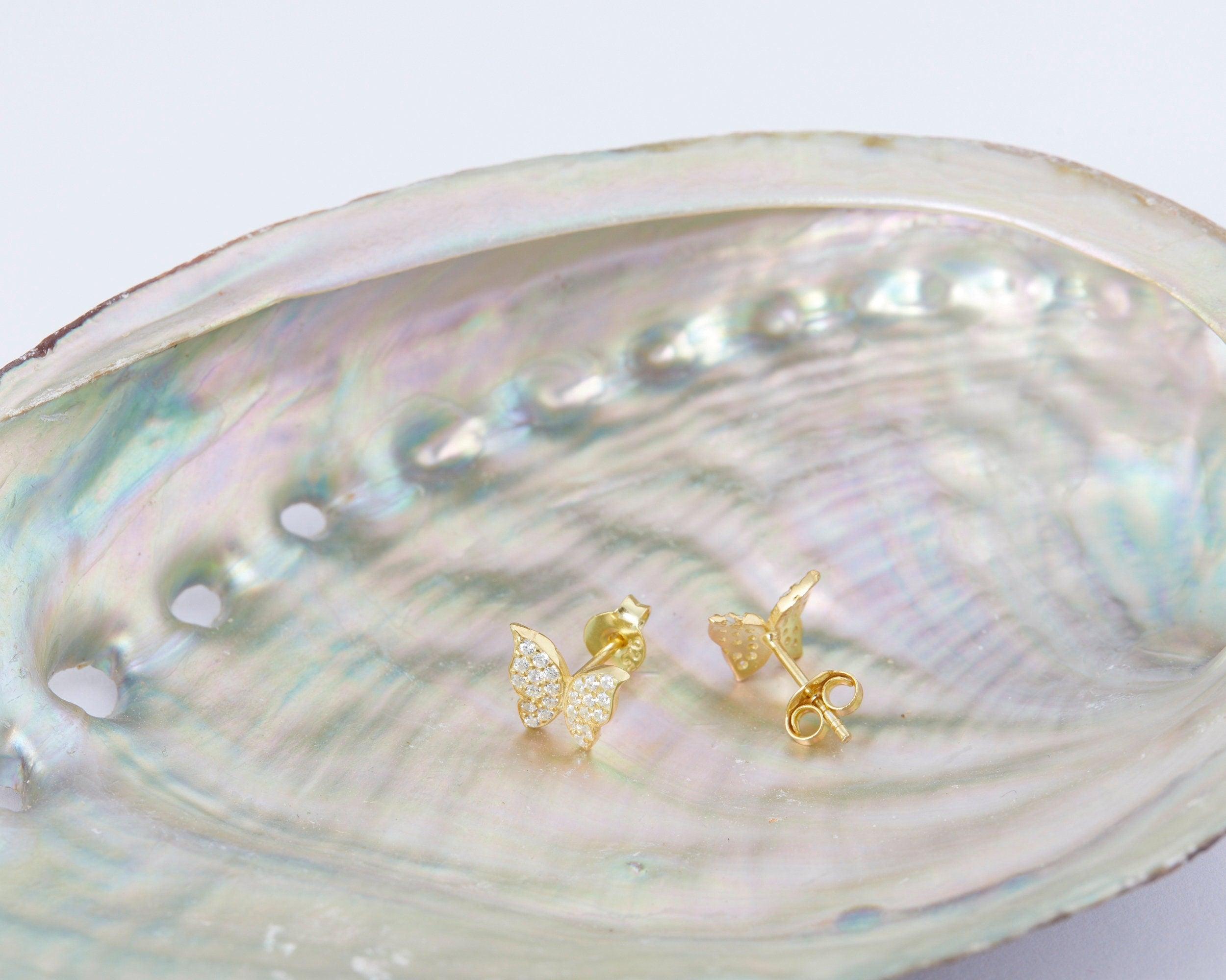 Pave Butterfly Earrings - 18K Gold Vermeil - Glamour Jewelry House