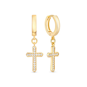 Pave Cross Earrings - 18K Gold Vermeil - Glamour Jewelry House