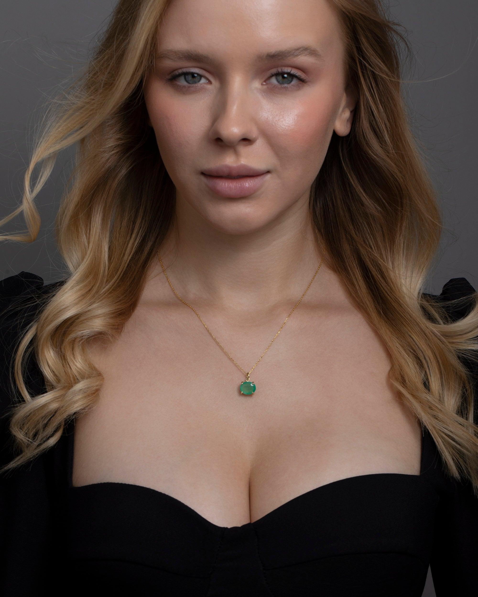 Personalized Emerald Necklace - 18K Gold Vermeil - Glamour Jewelry House