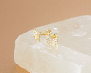 Pave Butterfly Earrings - 18K Gold Vermeil - Glamour Jewelry House