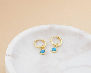 Turquoise Drop Hoop Earrings - 18K Gold Vermeil - Glamour Jewelry House