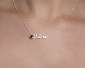 Name Necklace with BirthStone - 18K Gold Vermeil - Glamour Jewelry House