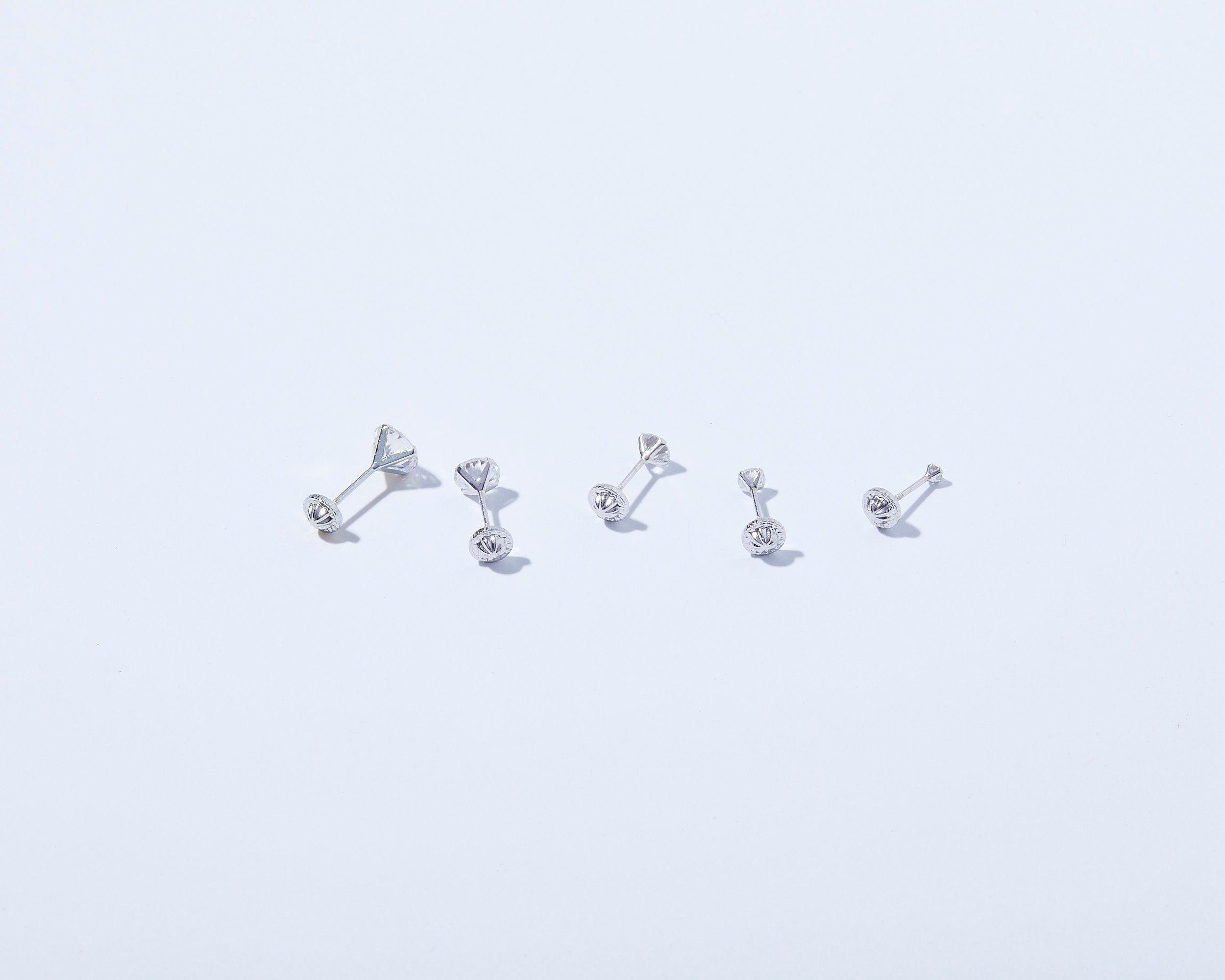 14K Solid White Gold Stud Earrings - Glamour Jewelry House