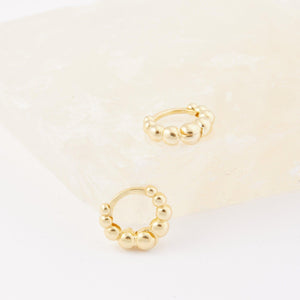 Beaded Hoop Earrings - 18K Gold Vermeil - Glamour Jewelry House