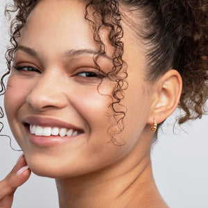 Beaded Hoop Earrings - 18K Gold Vermeil - Glamour Jewelry House