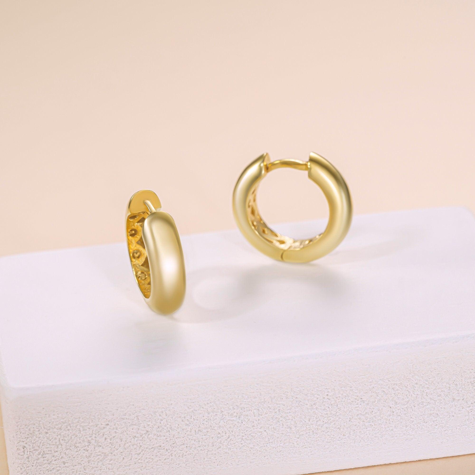 Huggie Hoops Hinged Earrings - 18K Gold Vermeil - Glamour Jewelry House
