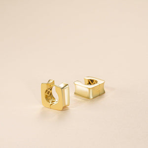 Chunky Square Huggie Hoop Earrings - 18K Gold Vermeil - Glamour Jewelry House