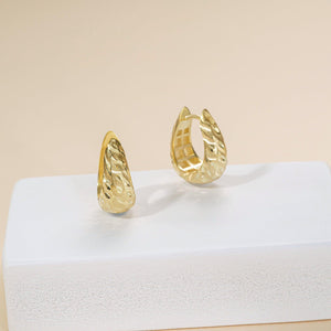 Textured Huggie Hoop Earrings - 18K Gold Vermeil - Glamour Jewelry House