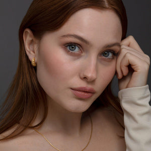 Textured Huggie Hoop Earrings - 18K Gold Vermeil - Glamour Jewelry House