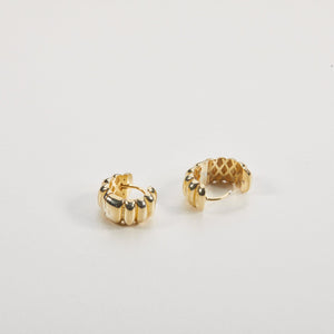 Trendy Croissant Hinged Hoop Earrings - 18K Gold Vermeil - Glamour Jewelry House