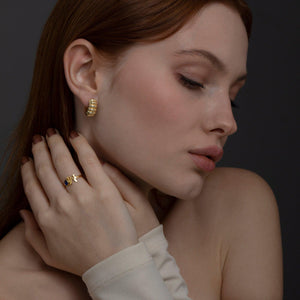 Trendy Croissant Hinged Hoop Earrings - 18K Gold Vermeil - Glamour Jewelry House