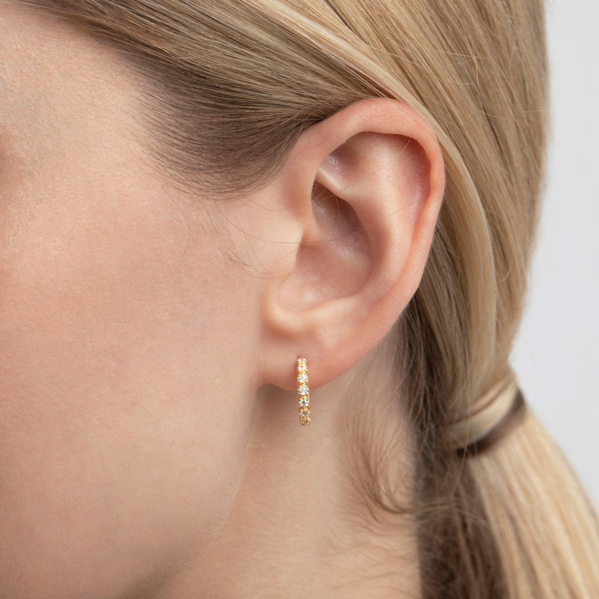 Pave Hoop Earring - 18K Gold Vermeil - Glamour Jewelry House
