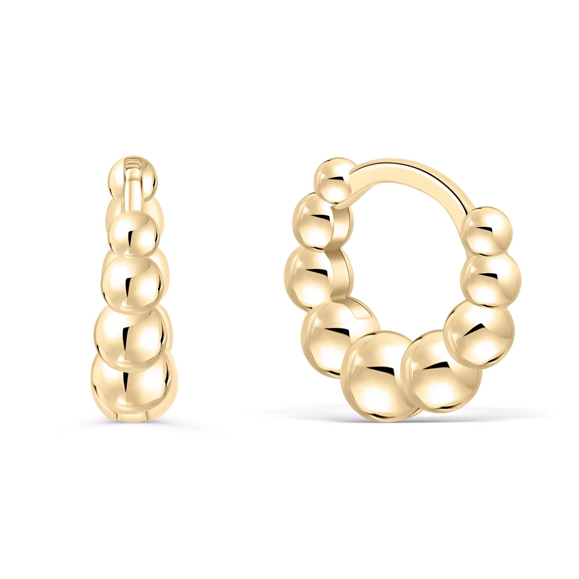 Beaded Hoop Earrings - 18K Gold Vermeil - Glamour Jewelry House