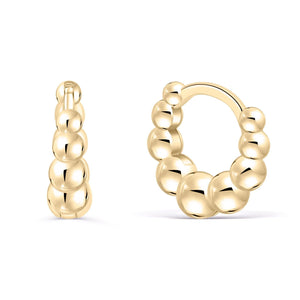 Beaded Hoop Earrings - 18K Gold Vermeil - Glamour Jewelry House