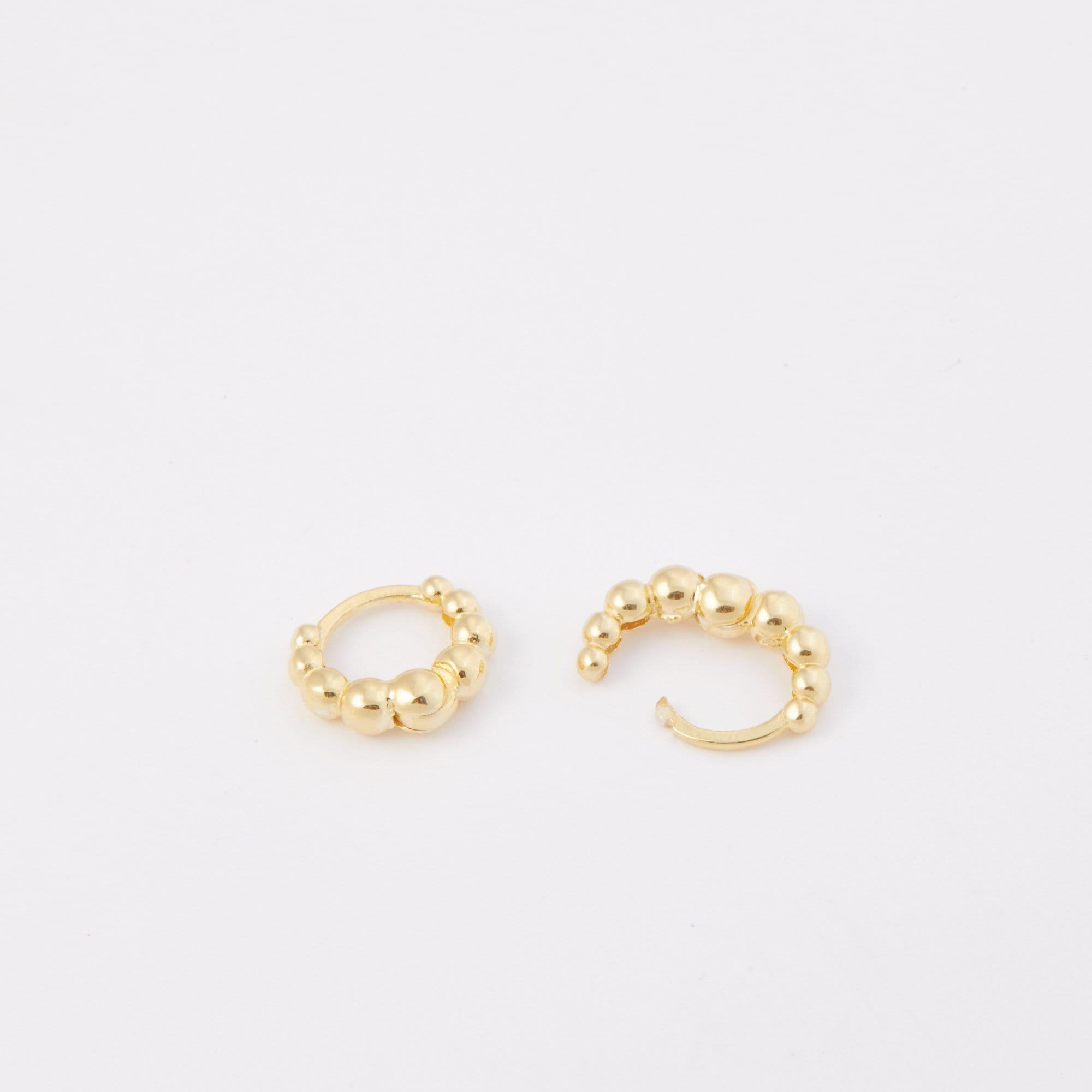 Beaded Hoop Earrings - 18K Gold Vermeil - Glamour Jewelry House