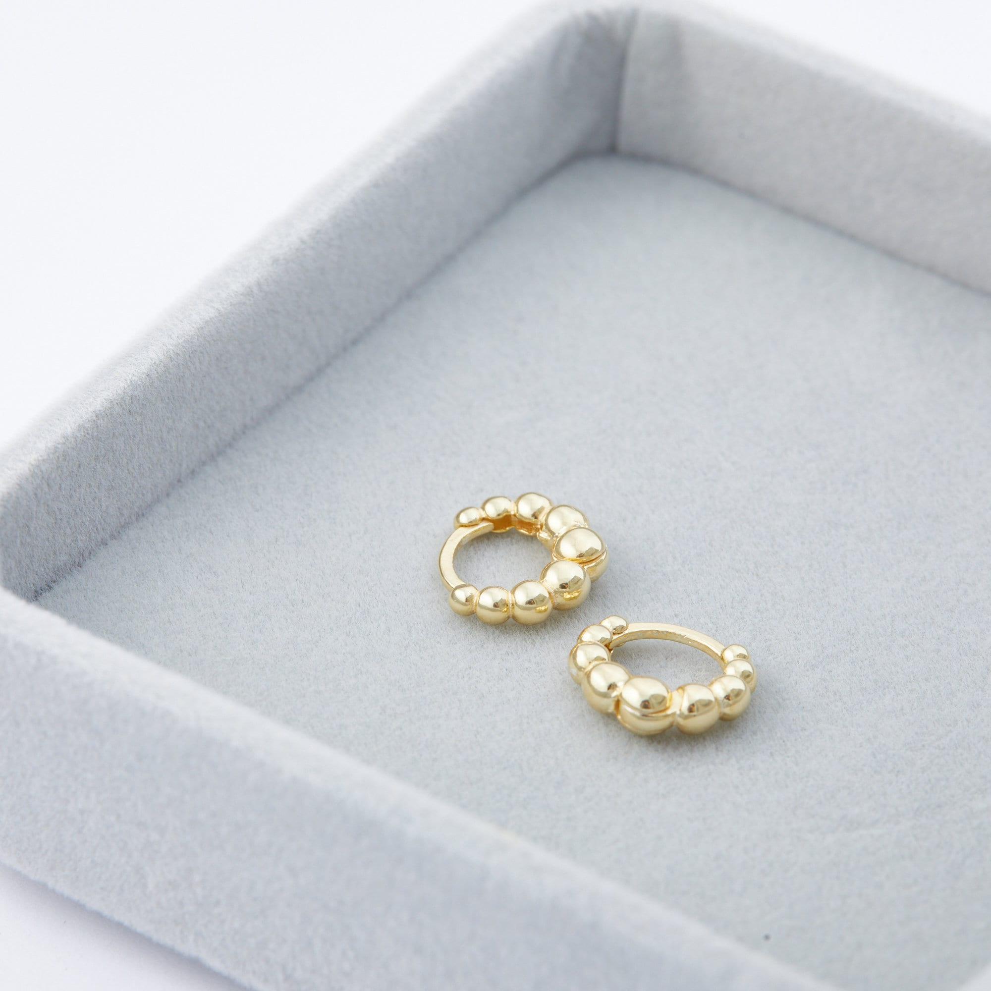 Beaded Hoop Earrings - 18K Gold Vermeil - Glamour Jewelry House