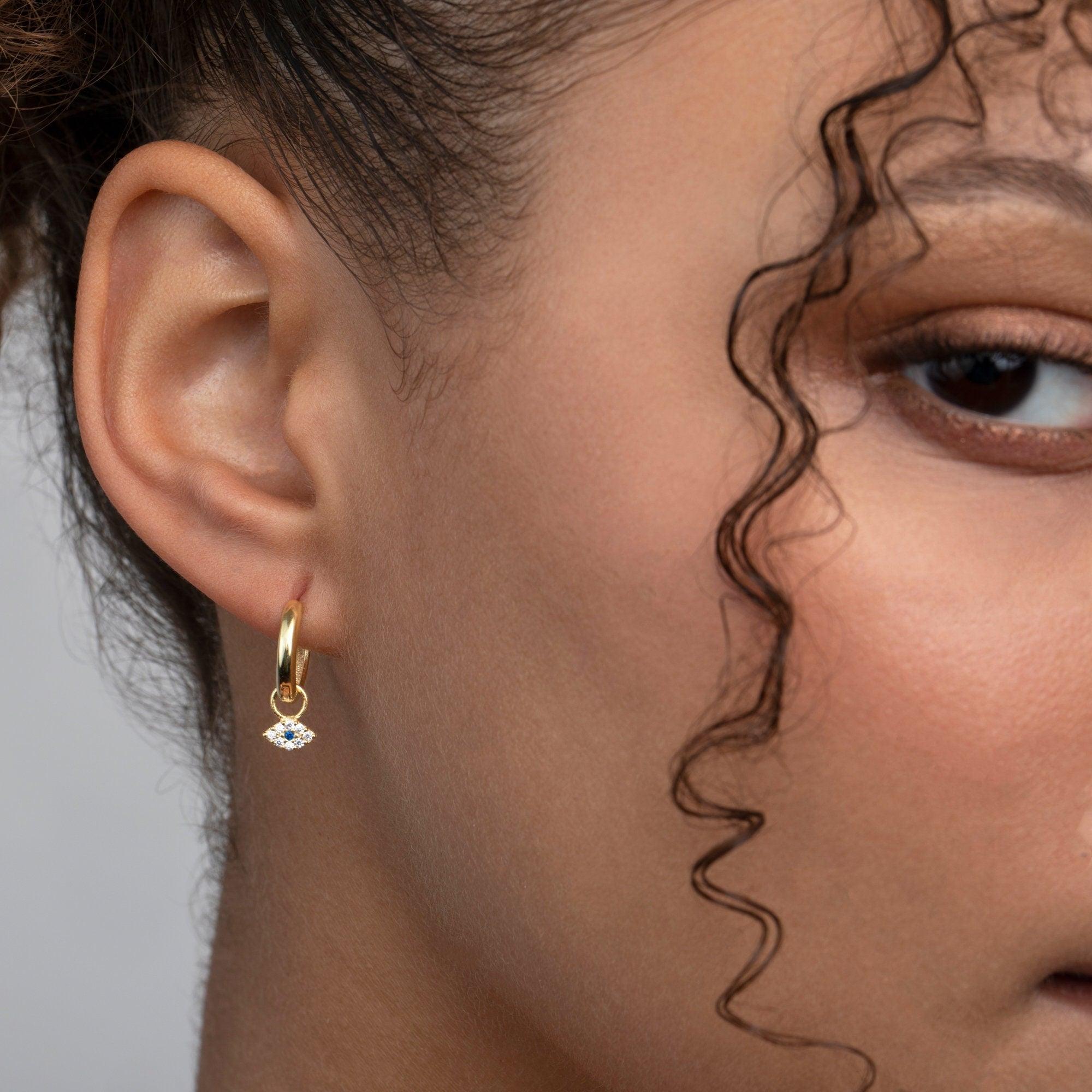 Pave Evil Eye Dangle Earrings - 18K Gold Vermeil - Glamour Jewelry House