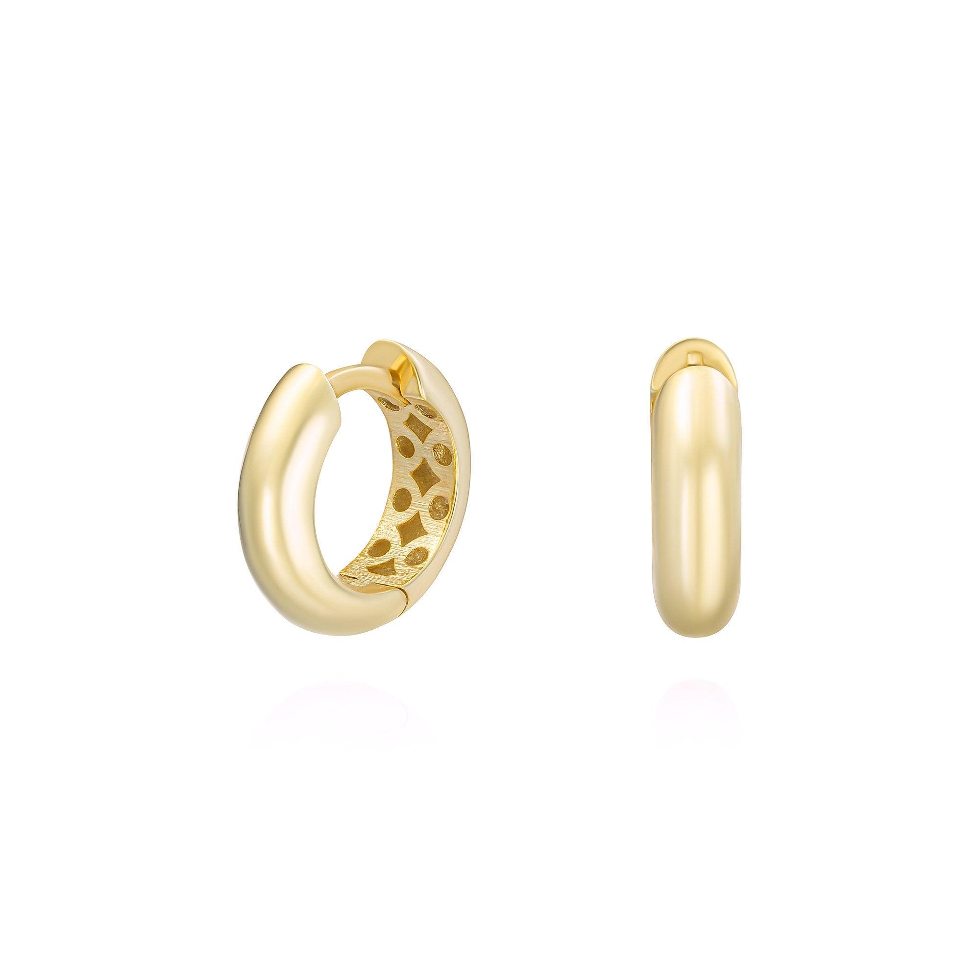 Huggie Hoops Hinged Earrings - 18K Gold Vermeil - Glamour Jewelry House