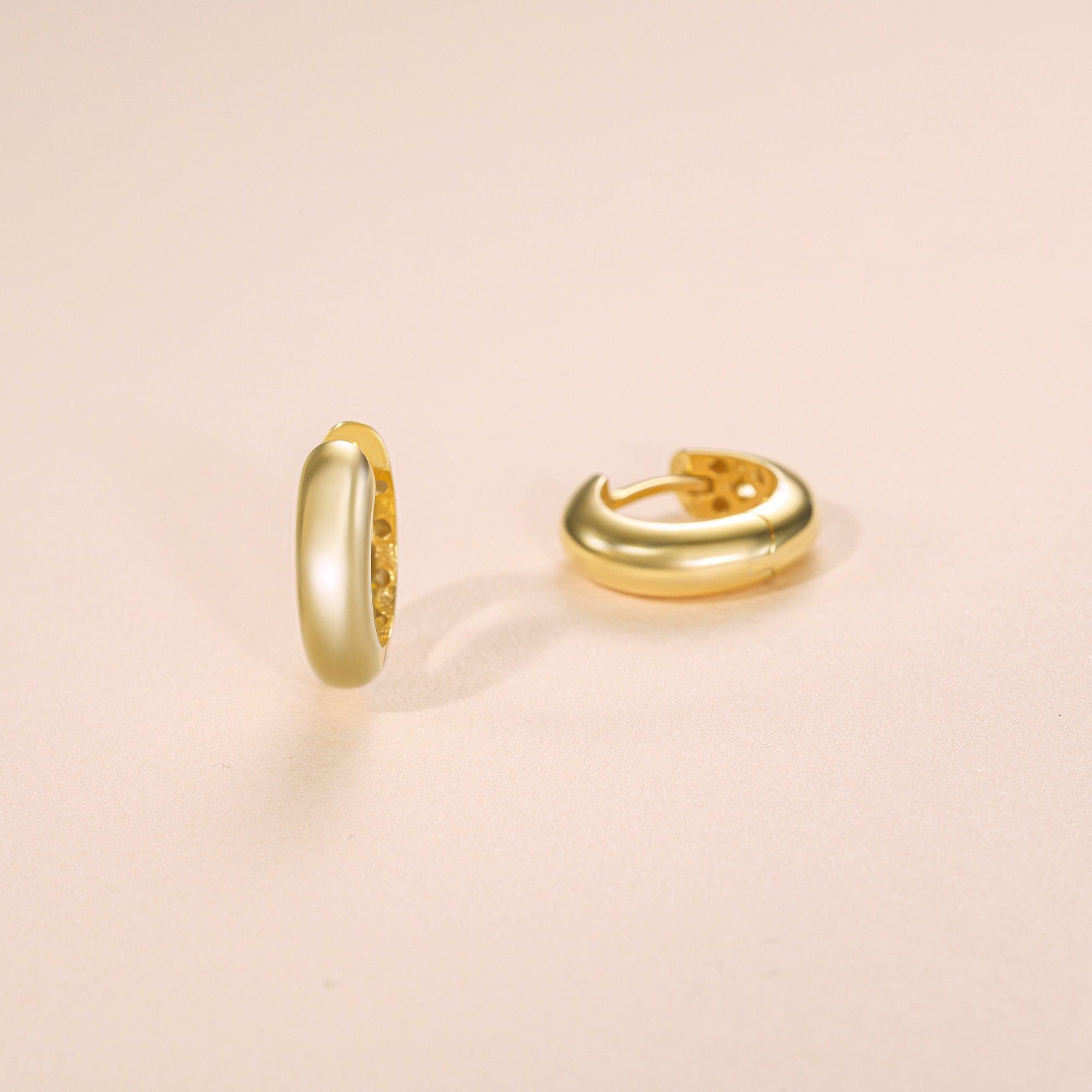 Huggie Hoops Hinged Earrings - 18K Gold Vermeil - Glamour Jewelry House
