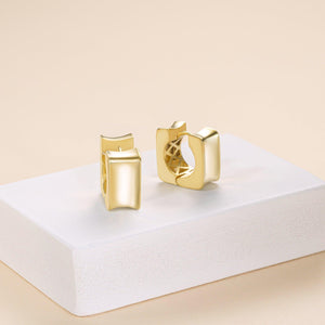 Chunky Square Huggie Hoop Earrings - 18K Gold Vermeil - Glamour Jewelry House