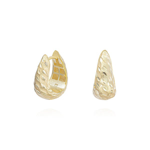 Textured Huggie Hoop Earrings - 18K Gold Vermeil - Glamour Jewelry House