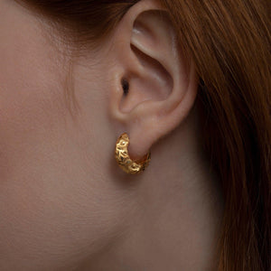 Textured Huggie Hoop Earrings - 18K Gold Vermeil - Glamour Jewelry House