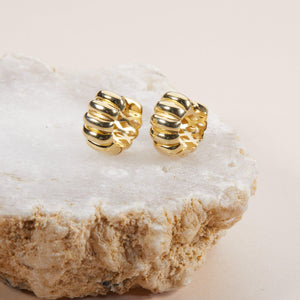 Trendy Croissant Hinged Hoop Earrings - 18K Gold Vermeil - Glamour Jewelry House
