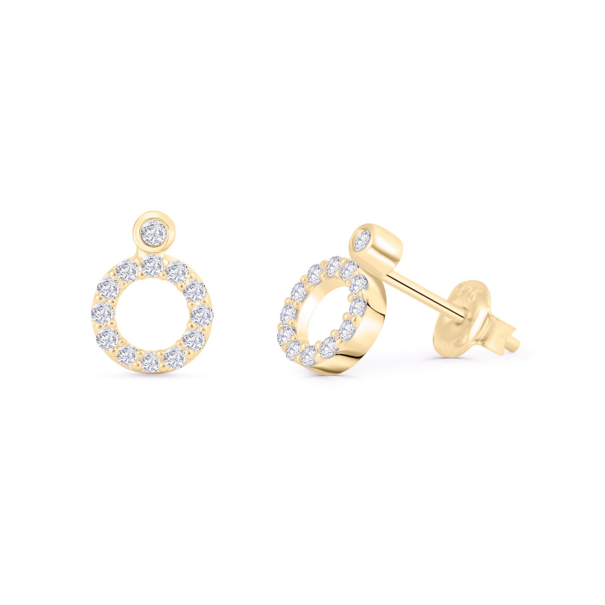 Pave Circle Stud Earrings - 18K Gold Vermeil - Glamour Jewelry House