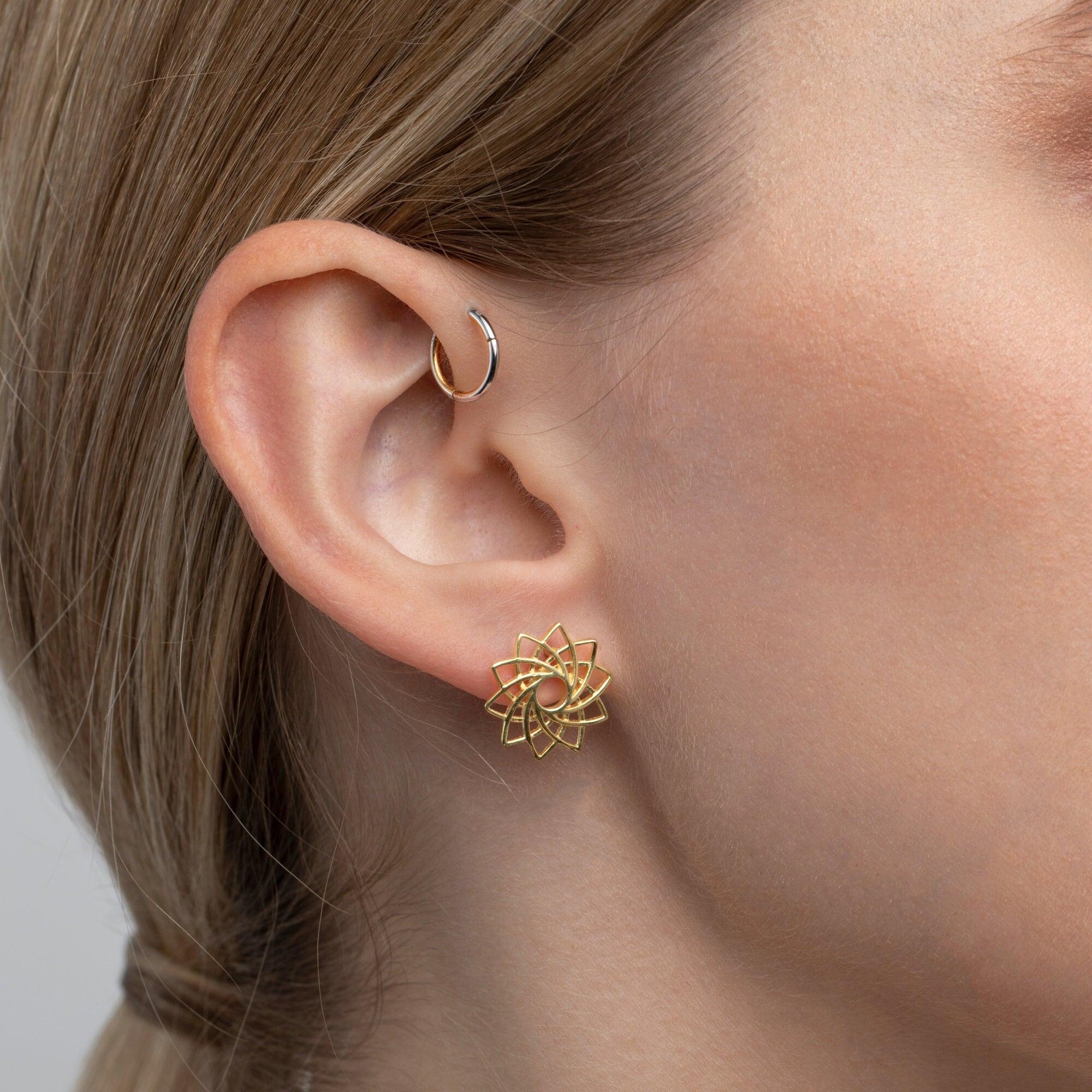 Lotus Flower Stud Earrings - 18K Gold Vermeil - Glamour Jewelry House