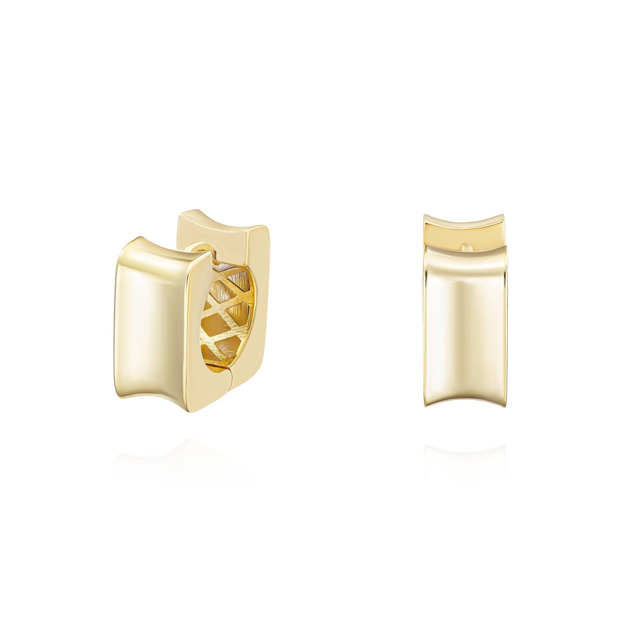 Thick Square Huggie Hoop Earrings - 18K Gold Vermeil - Glamour Jewelry House