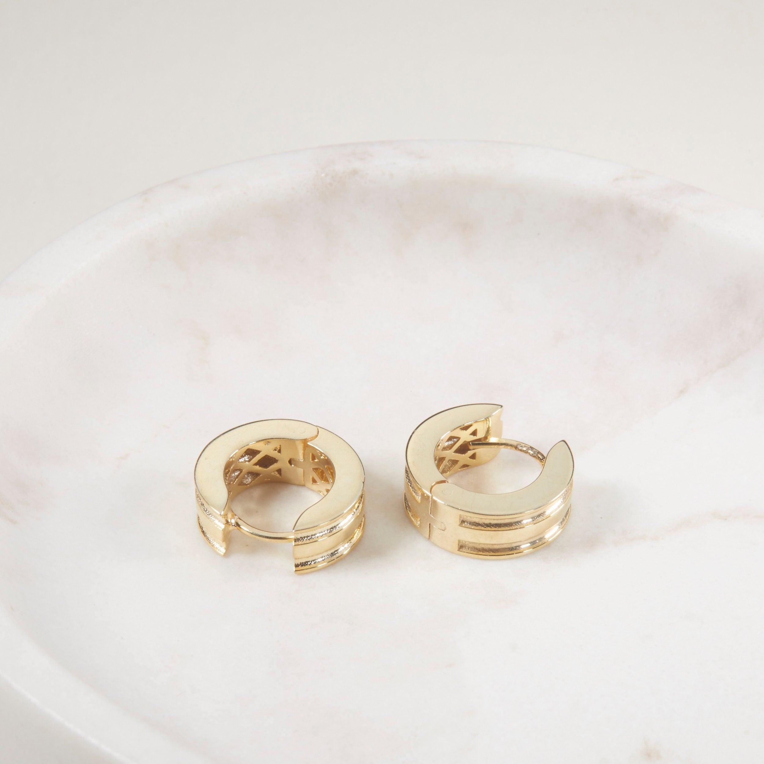 Thick Huggie Hoop Earrings - 18K Gold Vermeil - Glamour Jewelry House
