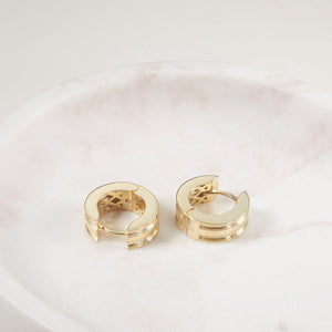 Thick Huggie Hoop Earrings - 18K Gold Vermeil - Glamour Jewelry House