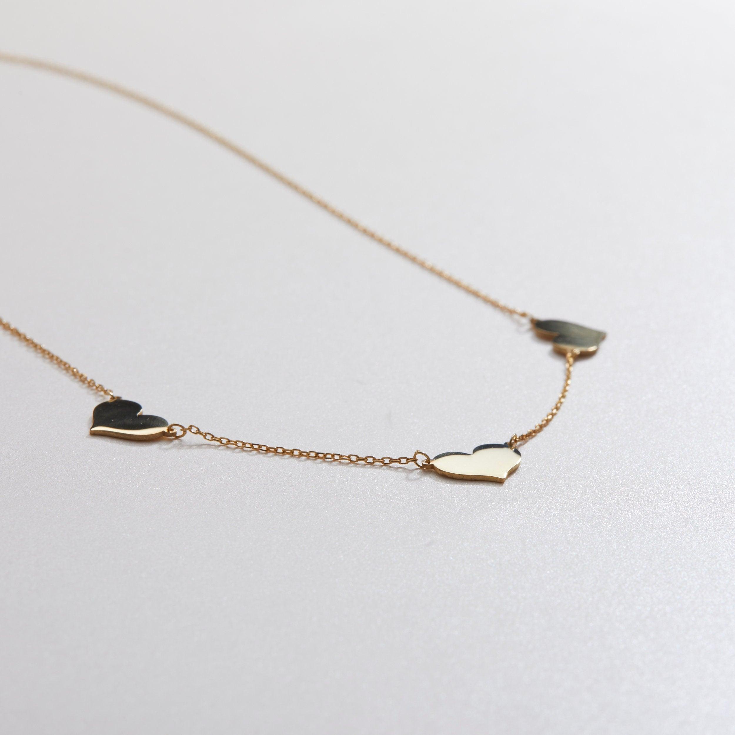 Silver Triple Heart Necklace - 18K Gold Vermeil - Glamour Jewelry House