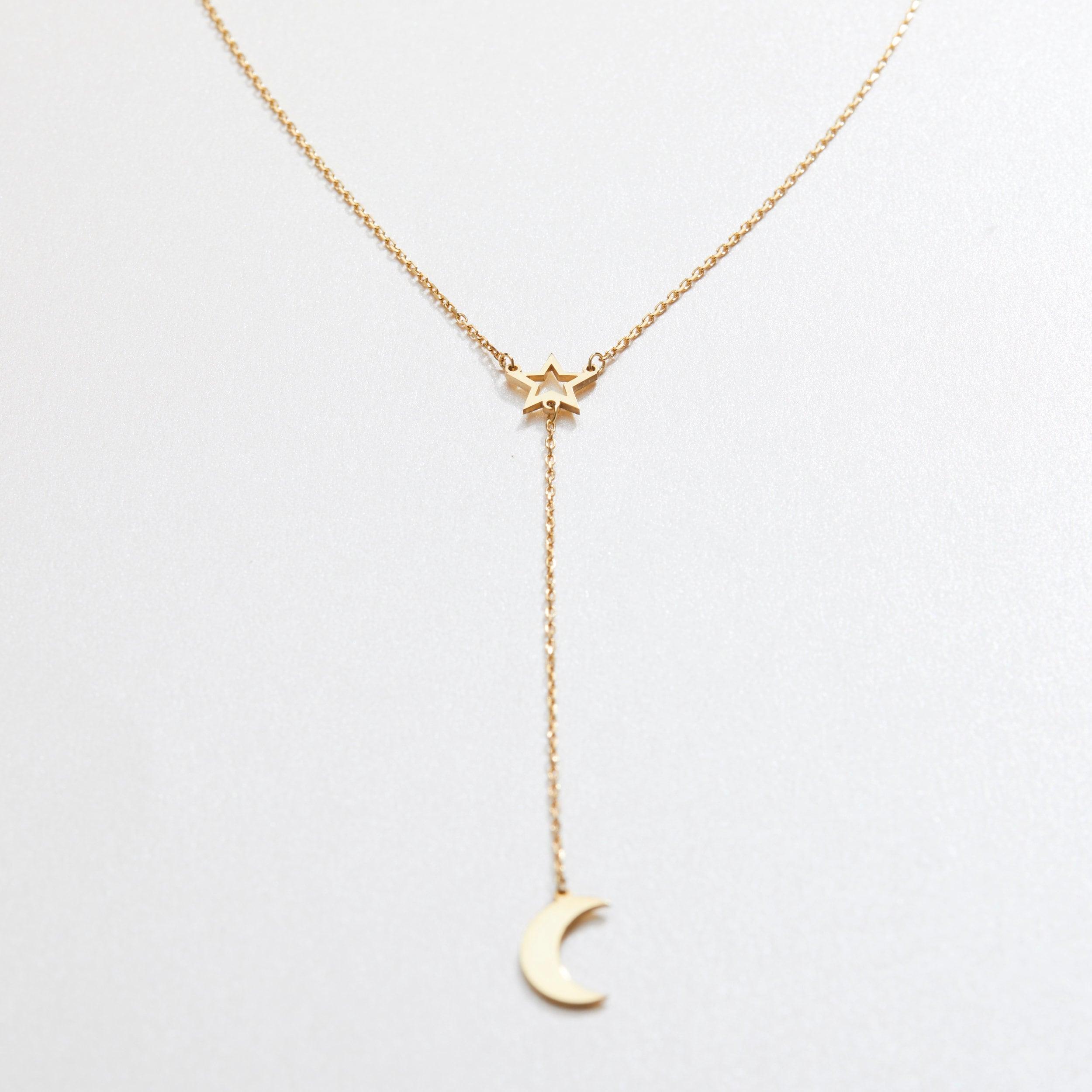 Star and Moon Necklace - 18K Gold Vermeil - Glamour Jewelry House