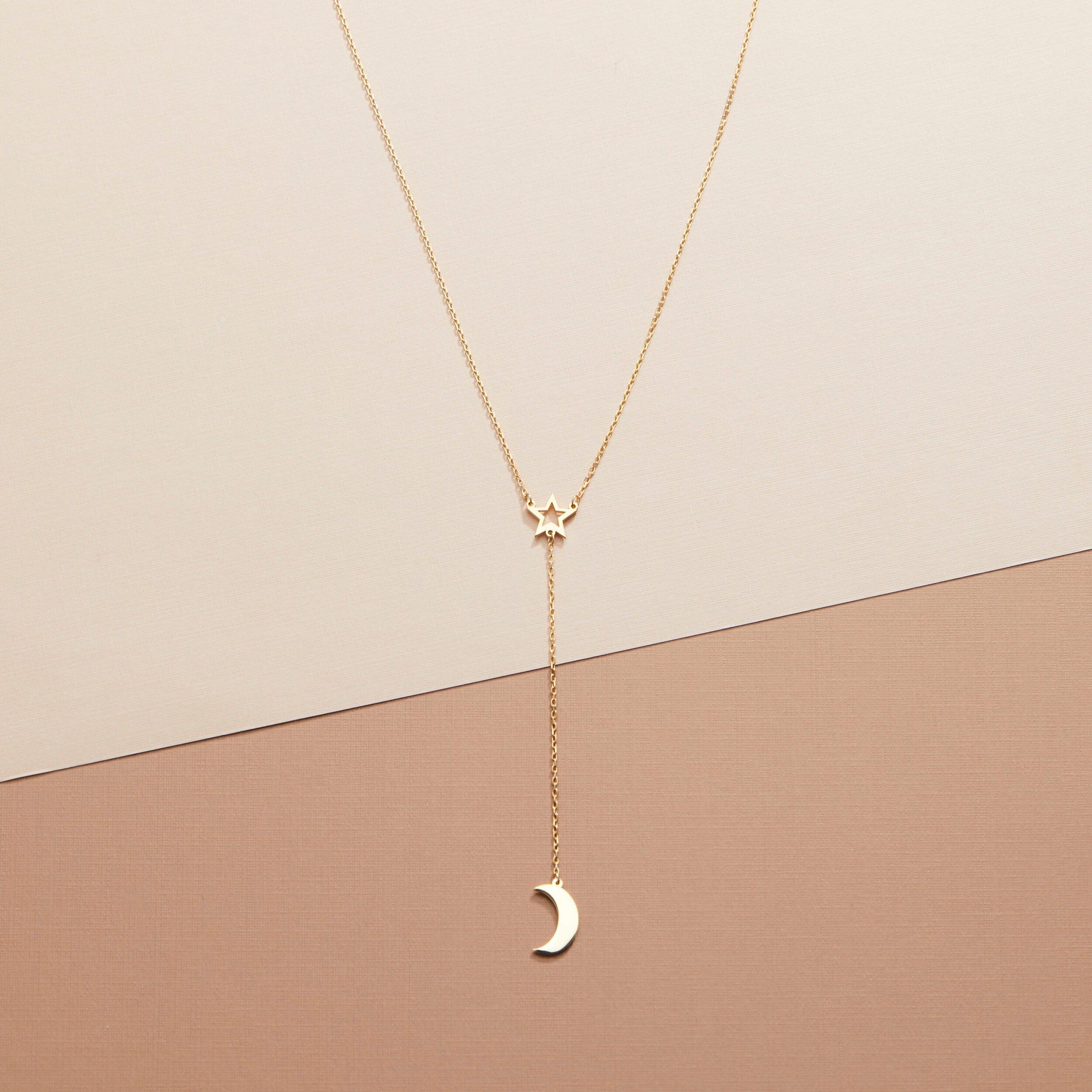 Star and Moon Necklace - 18K Gold Vermeil - Glamour Jewelry House