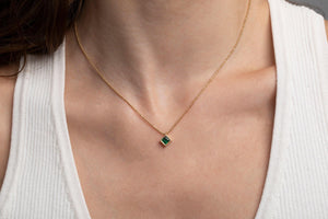 14K Solid Gold Emerald Necklace - 18K Gold Vermeil - Glamour Jewelry House