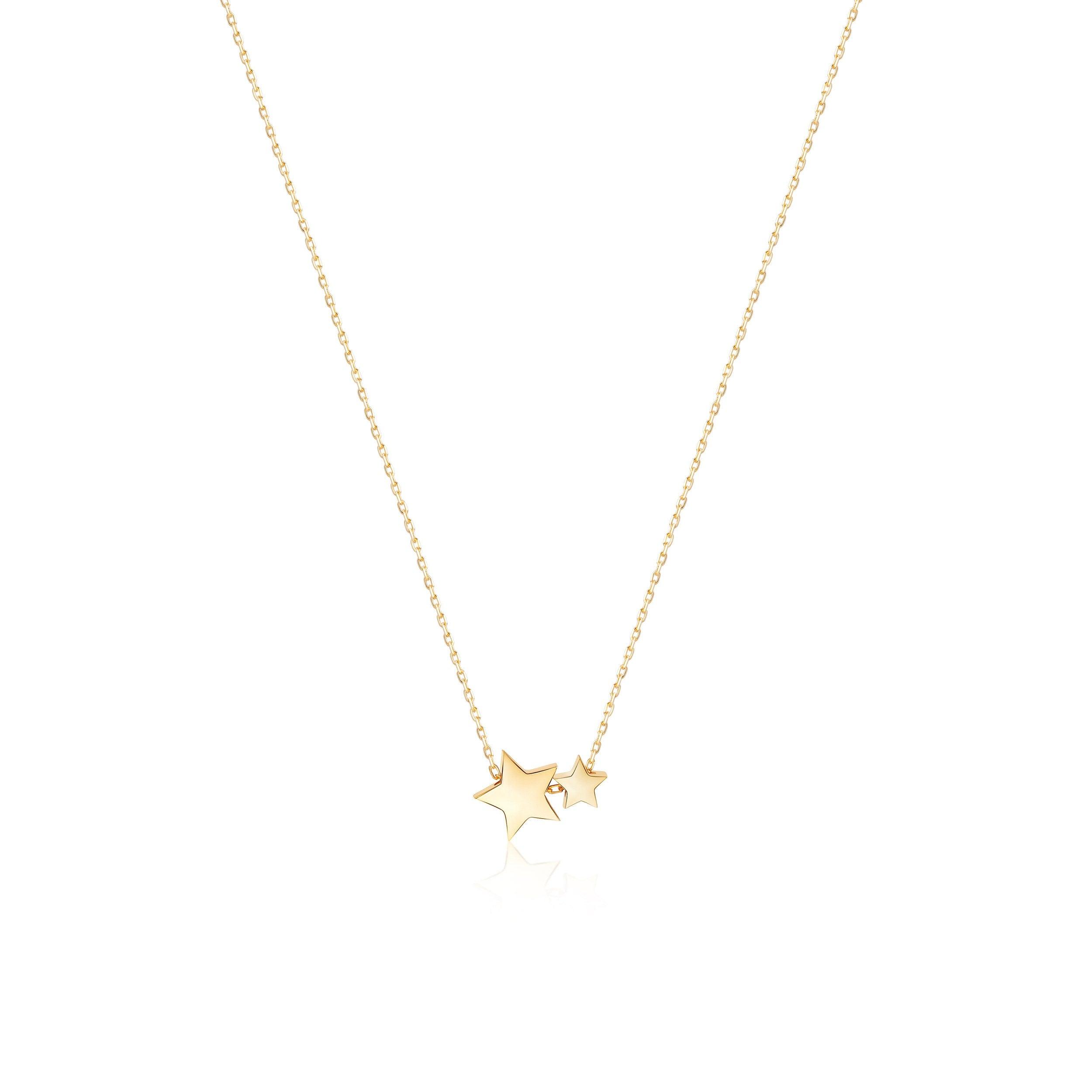 Small Double Star Pendant Necklace - 18K Gold Vermeil - Glamour Jewelry House