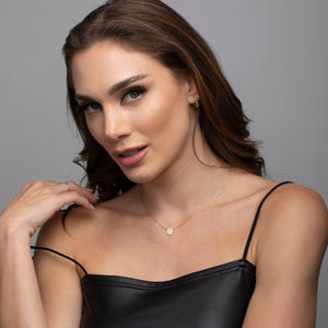 Pave Circle CZ Diamond Pendant Necklace - 18K Gold Vermeil - Glamour Jewelry House