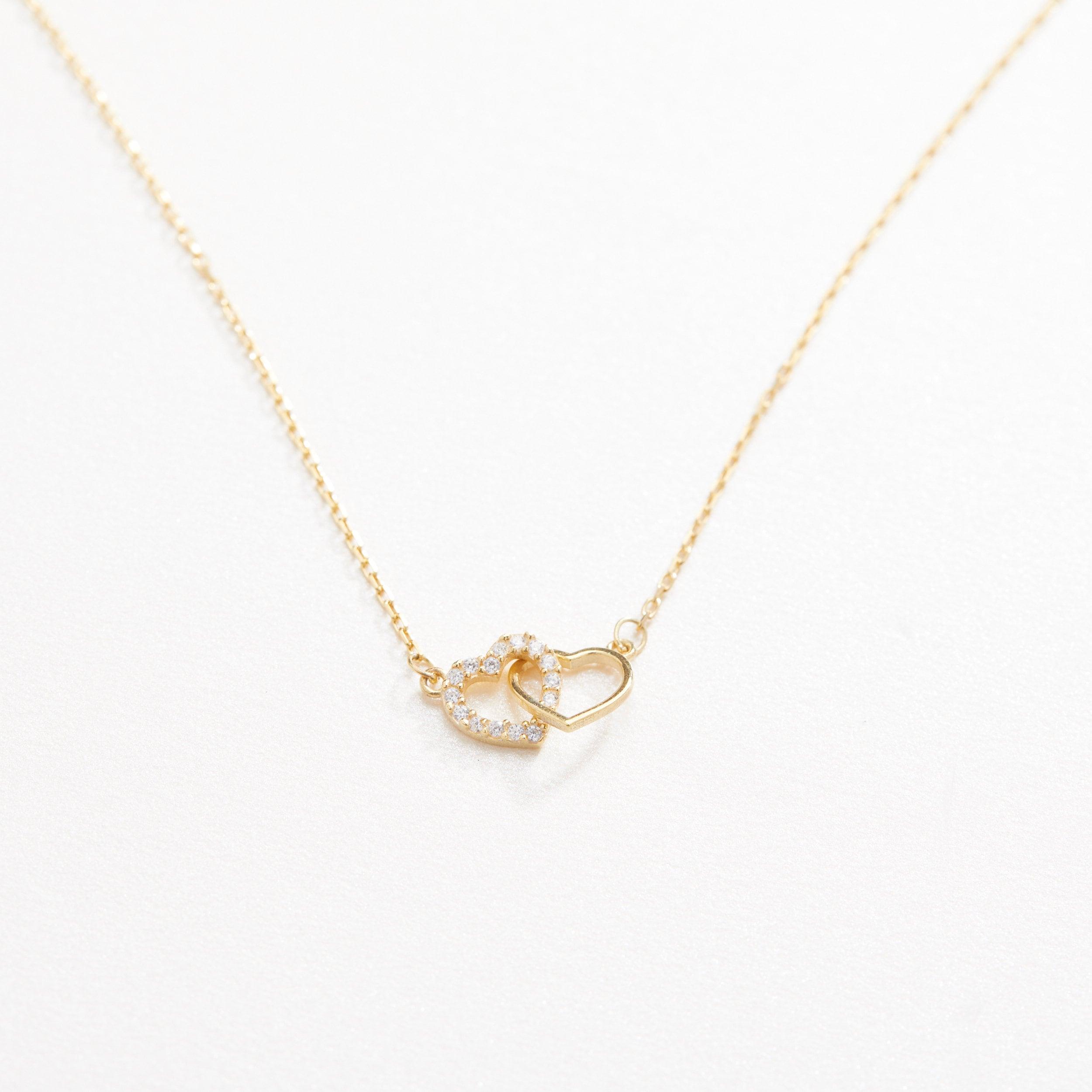 Double Heart Necklace - 18K Gold Vermeil - Glamour Jewelry House