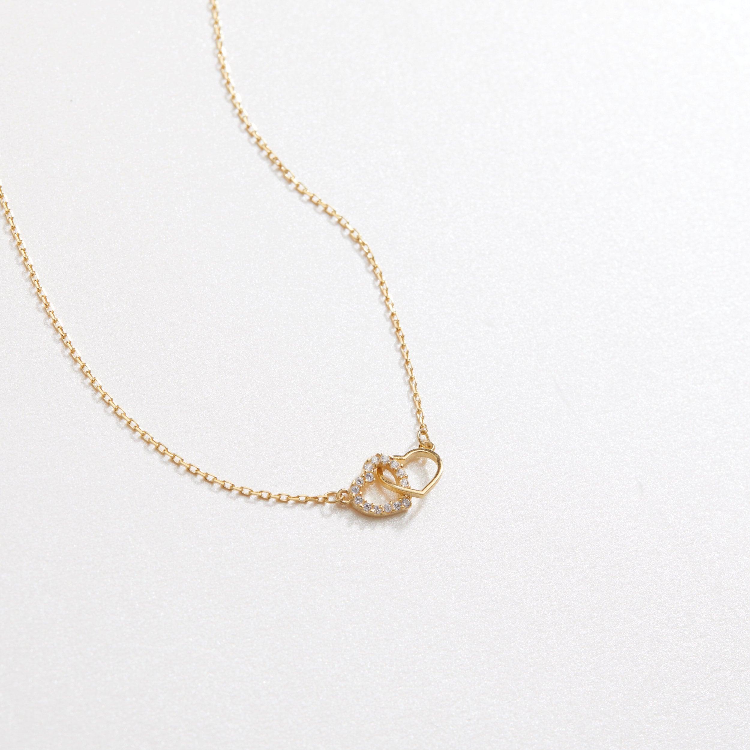 Double Heart Necklace - 18K Gold Vermeil - Glamour Jewelry House