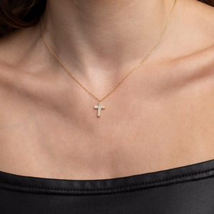 Gold Pave Cross Necklace - 18K Gold Vermeil - Glamour Jewelry House
