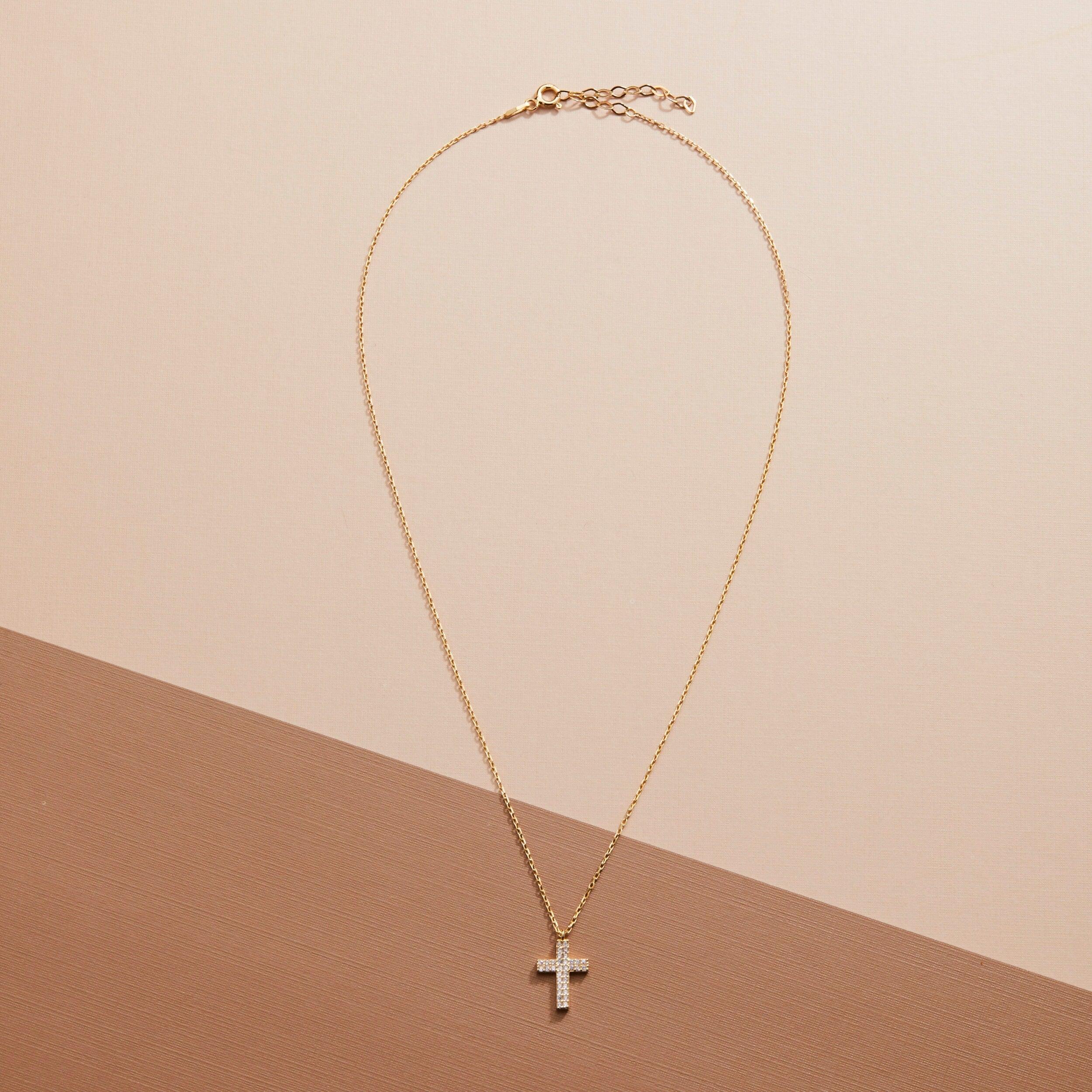 Gold Pave Cross Necklace - 18K Gold Vermeil - Glamour Jewelry House