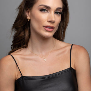 Gold Pave Cross Necklace - 18K Gold Vermeil - Glamour Jewelry House