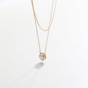 Solitaire Bezel CZ Diamond Necklace - 18K Gold Vermeil - Glamour Jewelry House