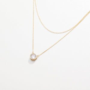 Solitaire Bezel CZ Diamond Necklace - 18K Gold Vermeil - Glamour Jewelry House