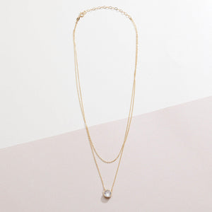 Solitaire Bezel CZ Diamond Necklace - 18K Gold Vermeil - Glamour Jewelry House