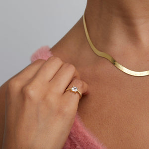 Princess Cut Cz Diamond Ring - 18K Gold Vermeil - Glamour Jewelry House