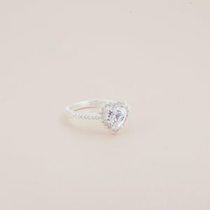 Solitaire Heart CZ Diamond Engagement Ring - 18K Gold Vermeil - Glamour Jewelry House